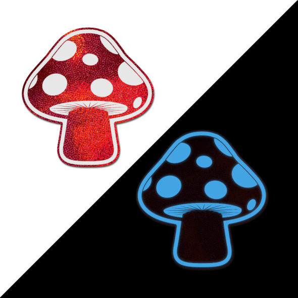 Glow Red/White Mushroom Nipple Pasties